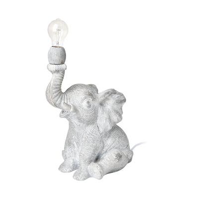 Tantor Grey Resin Elephant Calf Statue Table Lamp