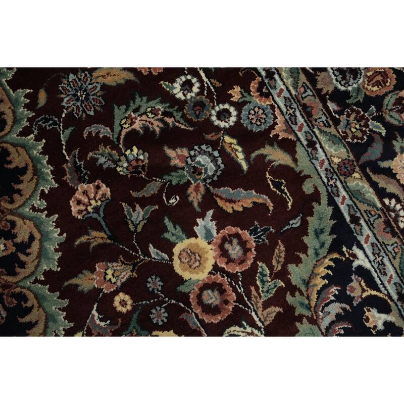 Hand Knotted Oriental 100% Wool Carpet Traditional Floral Red Kashan Area Rug - 9' 3'' X 5' 10''