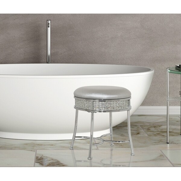 Hillsdale Venice Backless Faux Diamond Band Vanity Stool Chrome