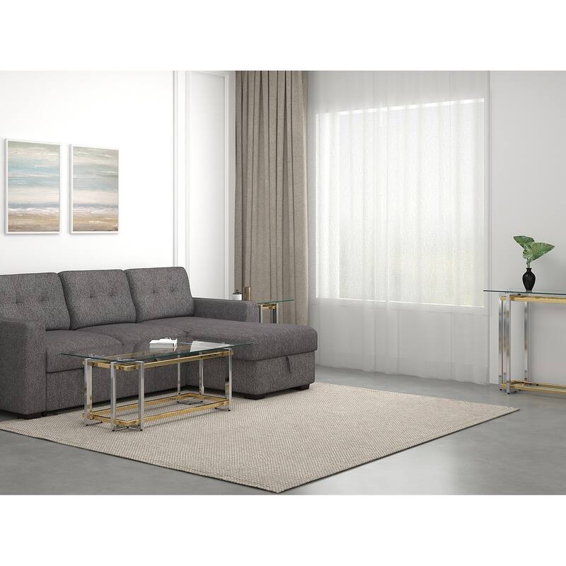 Contemporary Rectangular Glass & Metal Coffee Table