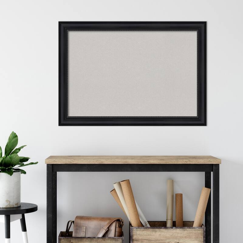 Astor Black Framed Grey Corkboard Bulletin Board, Organization Board, Pin Board