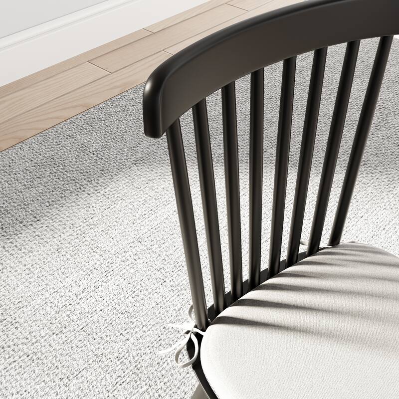 Modern Farmhouse Windsor Solid Wood Dining Chair With Cushion (Set Of 2)