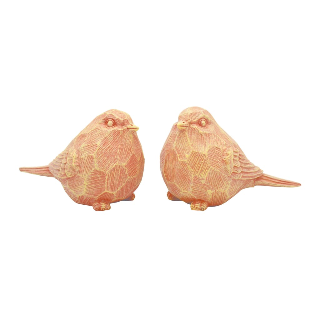 Transpac Large Resin Faux-Wood Carved Bird Figurine Set of 2 Spring Home Decorations