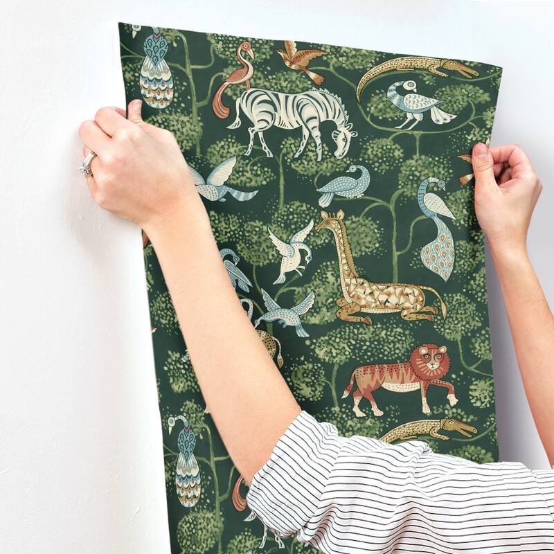 A-Street Prints Rigby Green Jungle Animals Wallpaper