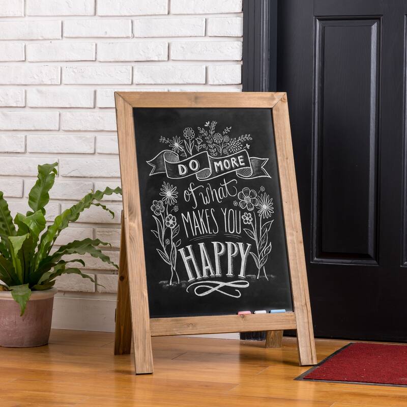 Glitzhome 30"H Standing Message Board Hanging Chalkboard Porch Decor