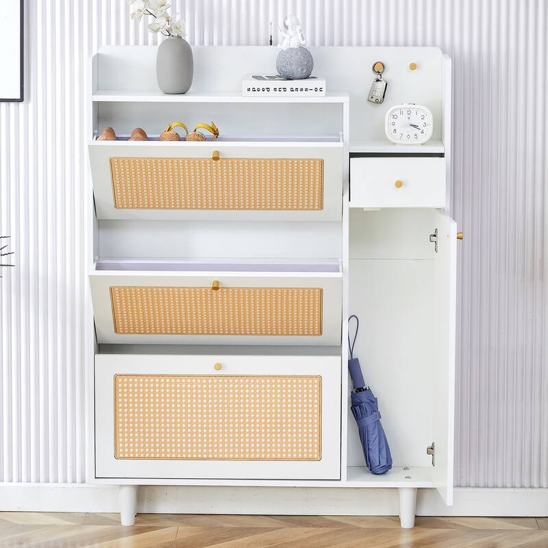 Rattan Shoe Storage Cabinet