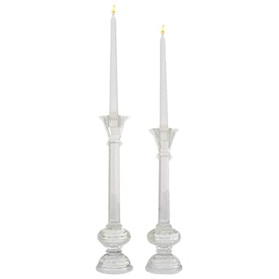Clear MDF Glam Candle Holder (Set of 2) - S/2 13", 14"H