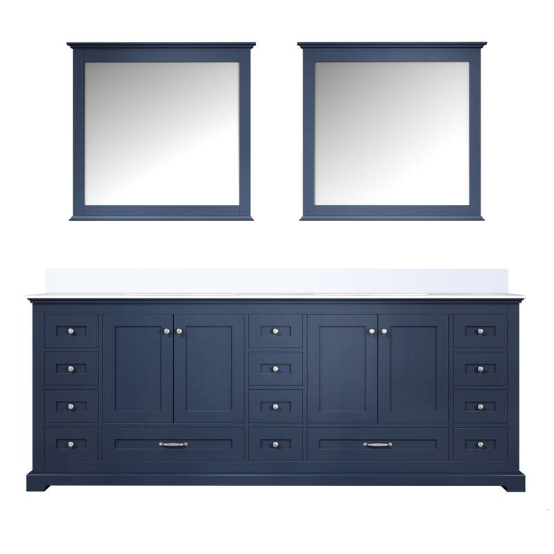 Dukes 84 in. W x 22 in. D White Double Bath Vanity, Cultured Marble Top, and 34 in. Mirrors