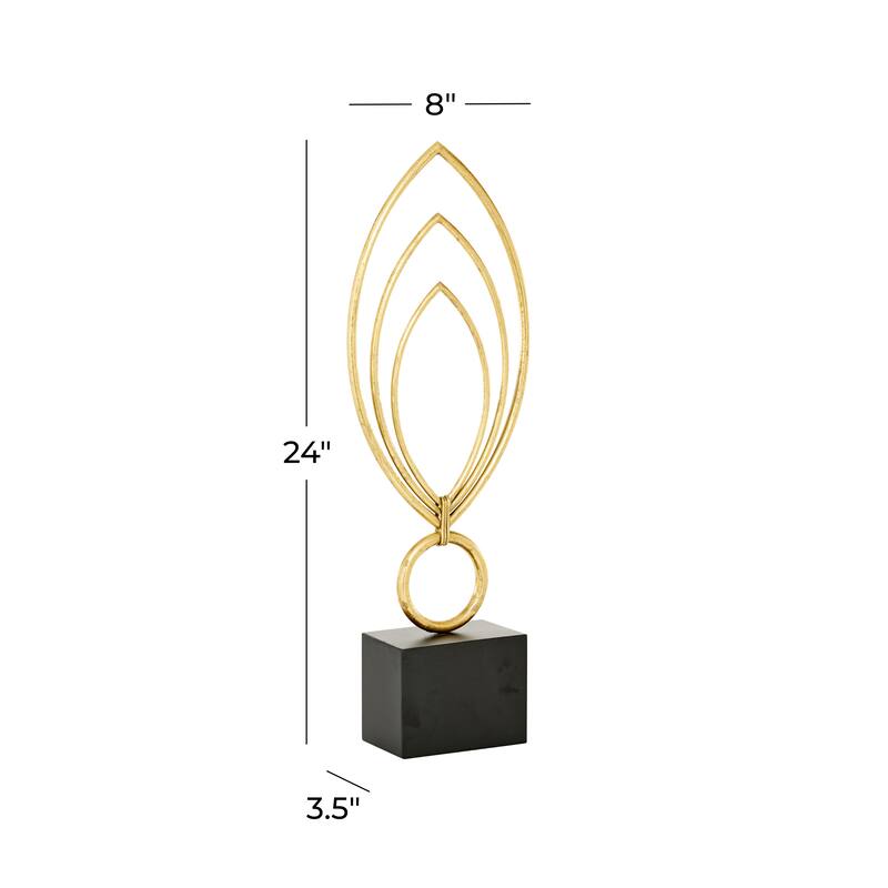 CosmoLiving by Cosmopolitan Gold Metal Abstract Decorative Sculpture with Black Base - 8 x 4 x 24
