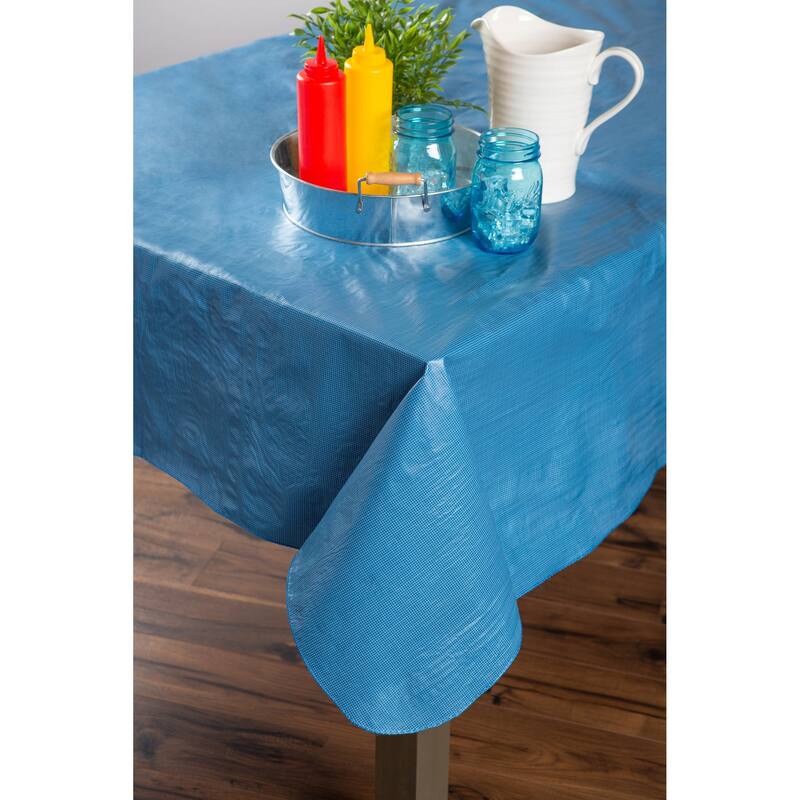 J&M Blue Vinyl Tablecloth
