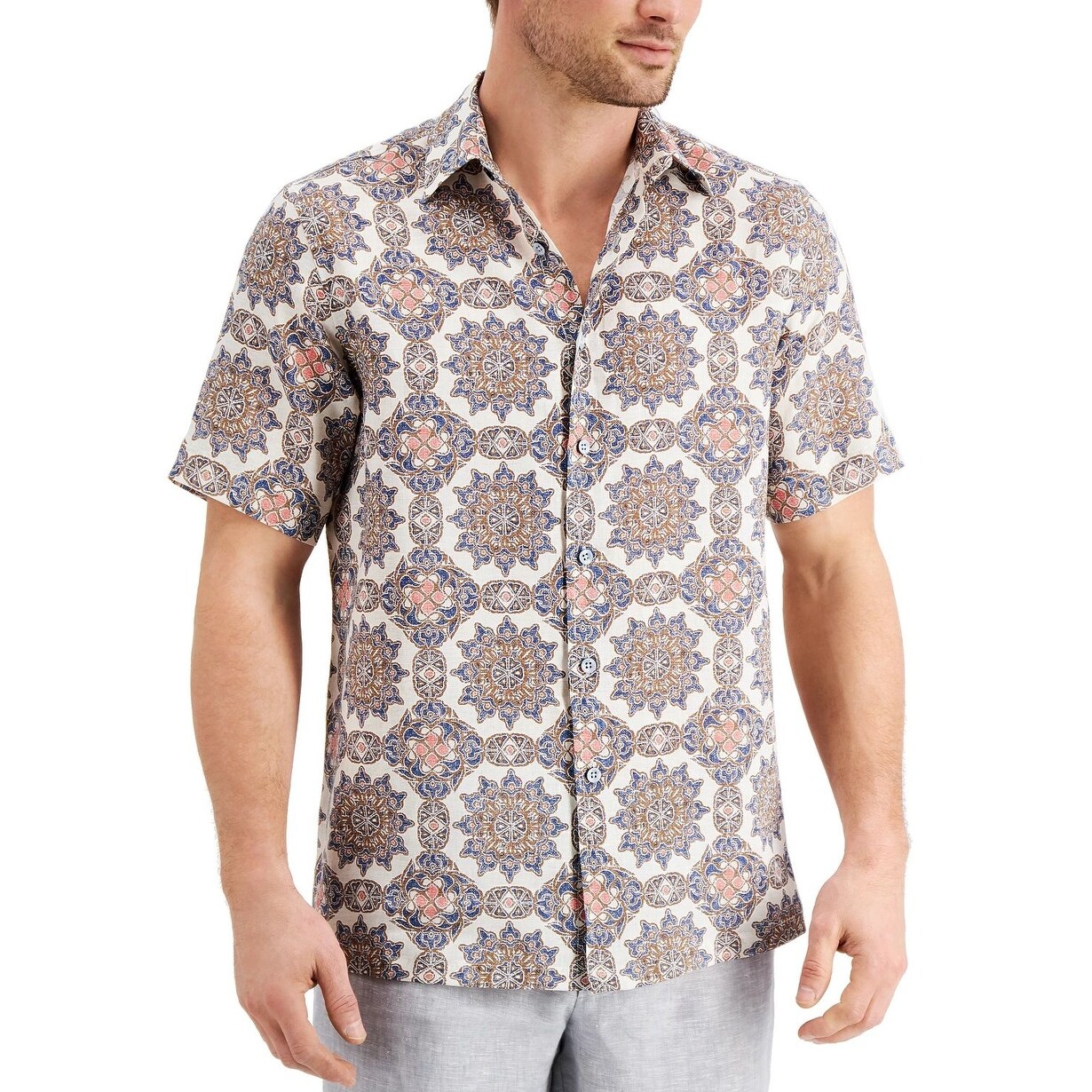 Tasso Elba Mens Dot-Pattern Shirt 