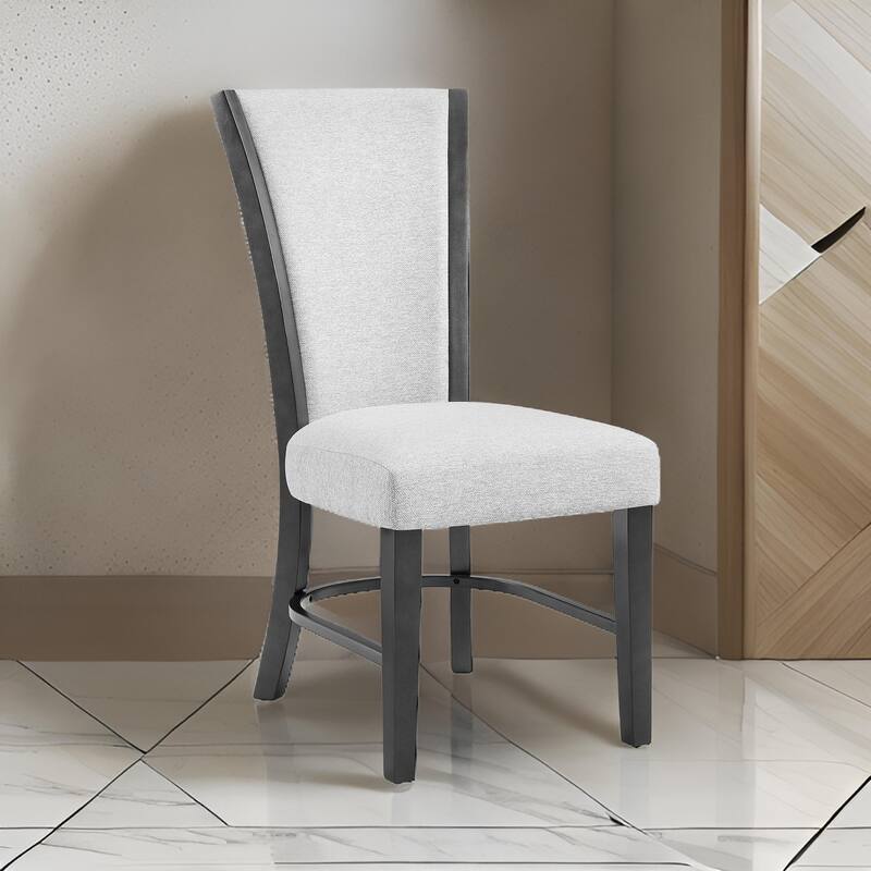 Brandon 23 Inch Side Chair, Set of 2, Wood Frame, Fabric Upholstery, White