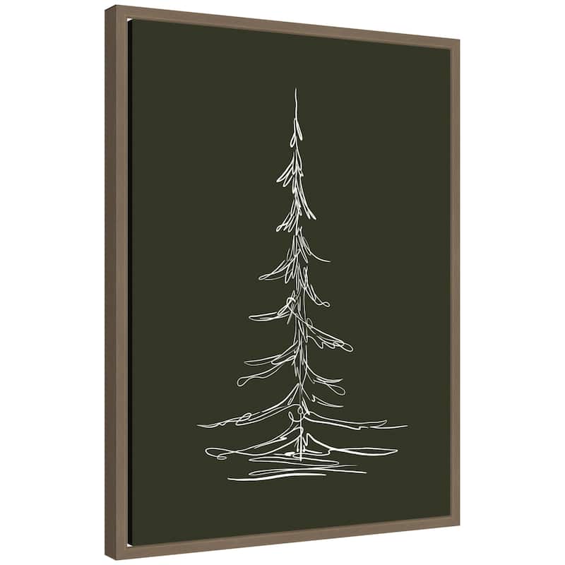 Kate and Laurel Framed Canvas Minimalist Evergreen Trees Sketch 2 Green by The Creative Bunch Studio - 18 x 24