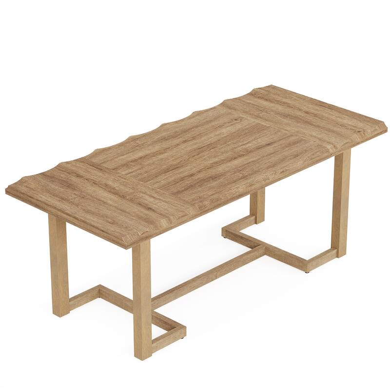 Rectangular Computer Desk, Writing Table with Solid Wood Legs, Executive Desk Workstation for Home Office, Work & Study