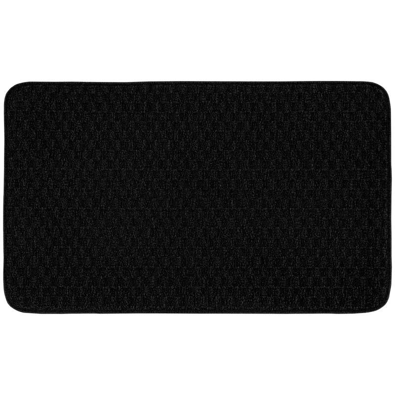 Garland Rug Town Solid Checkered Durable Kitchen/ Door Mat Accent Rug - 24" x 40" - Black