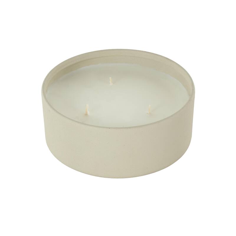 Beige, Black or Cream Metal Scented Textured 22oz 3 Wick Decorative Candle with White Wax