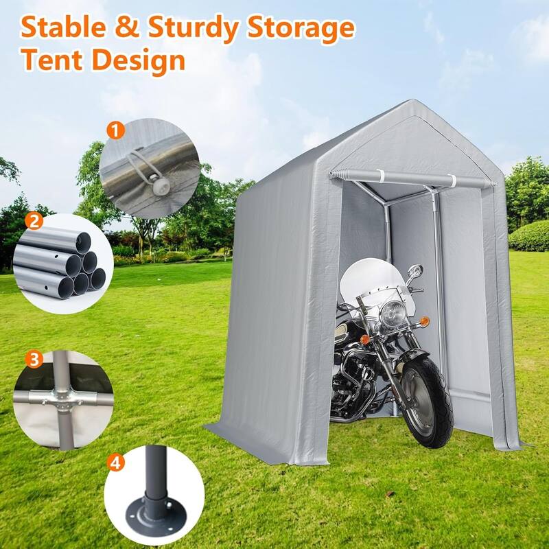 10x10 ft Heavy-Duty Outdoor Storage Shelter Portable Garage Tent with Steel Frame and Waterproof Cover