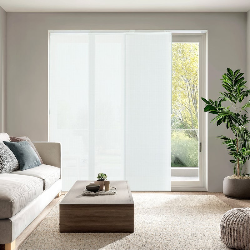 CHICOLOGY Adjustable Sliding Panels, 4-Rail Track, Light Filtering - Up to 86"W X 96"H - Ballroom White