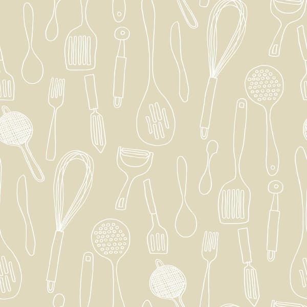 Shop York Wallcoverings Kb8591 Kitchen Contours Silhouettes Wallpaper Beige White Overstock 17877032