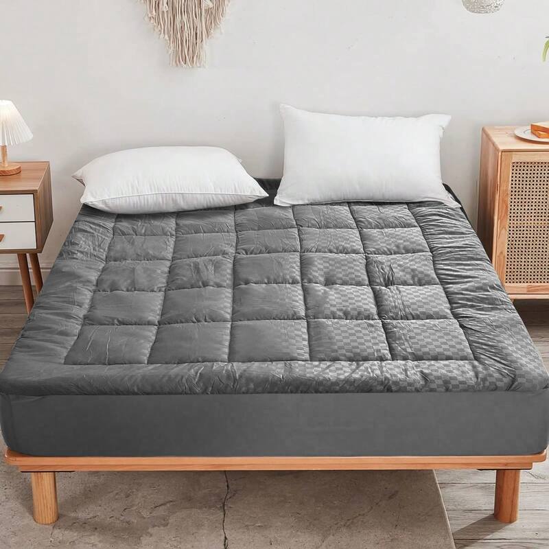 King Size Solid-Color Embossed Mattress Bedspread - Gray