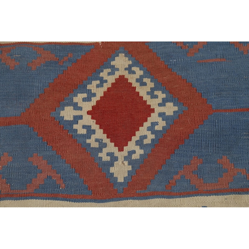 Vegetable Dye Kilim Qashqai Persian Antique Runner Wool Carpet - 2'9"x 13'1"