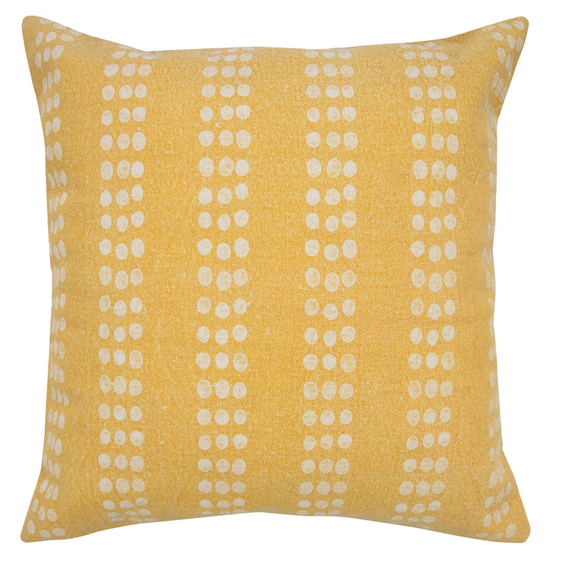Sevita Polka Dot Stripe Stonewash Throw Pillow, Single or Set of 2 - Yellow/White - Single - Accent