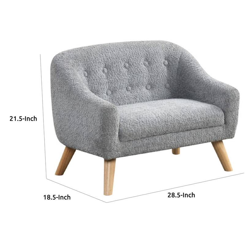 Aelia Kids Size Sofa Chair, Wood Legs, Gray Tufted Chenille 29 Inch