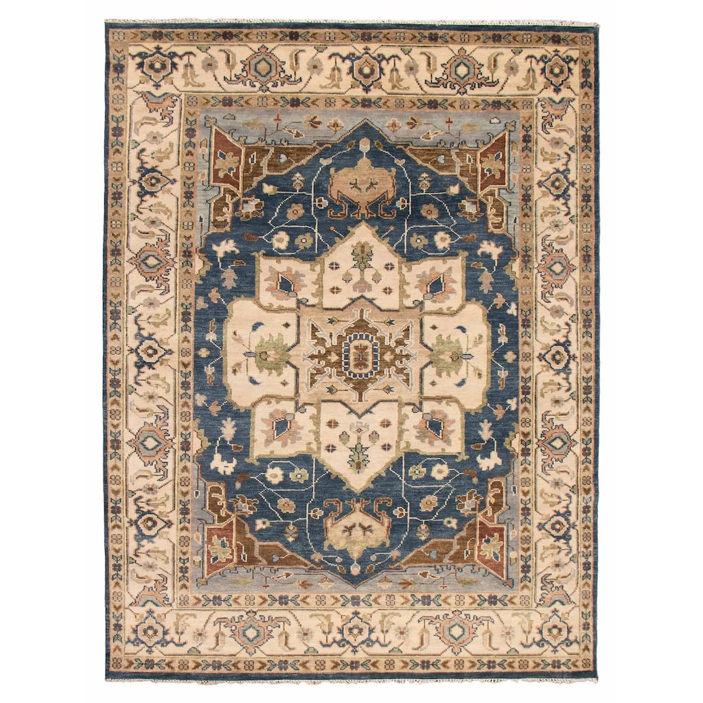ECARPETGALLERY Hand-knotted Jules Serapi Navy Wool Rug - 8'11 x 11'11