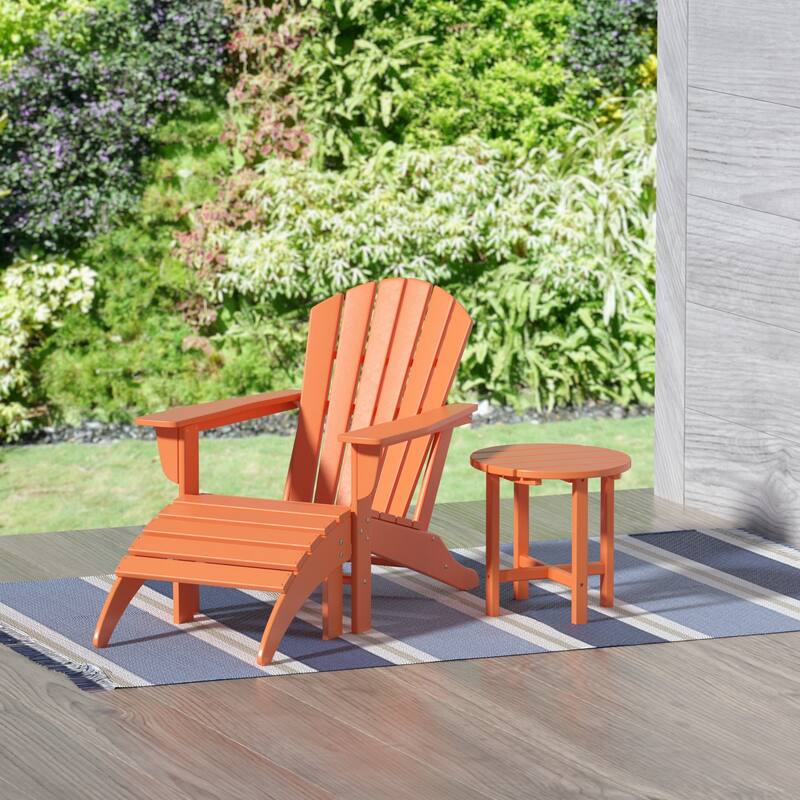 Altura Outdoor Eco-Friendly All Weather Adirondack Chair with Ottoman and Side Table (3-Piece Set)