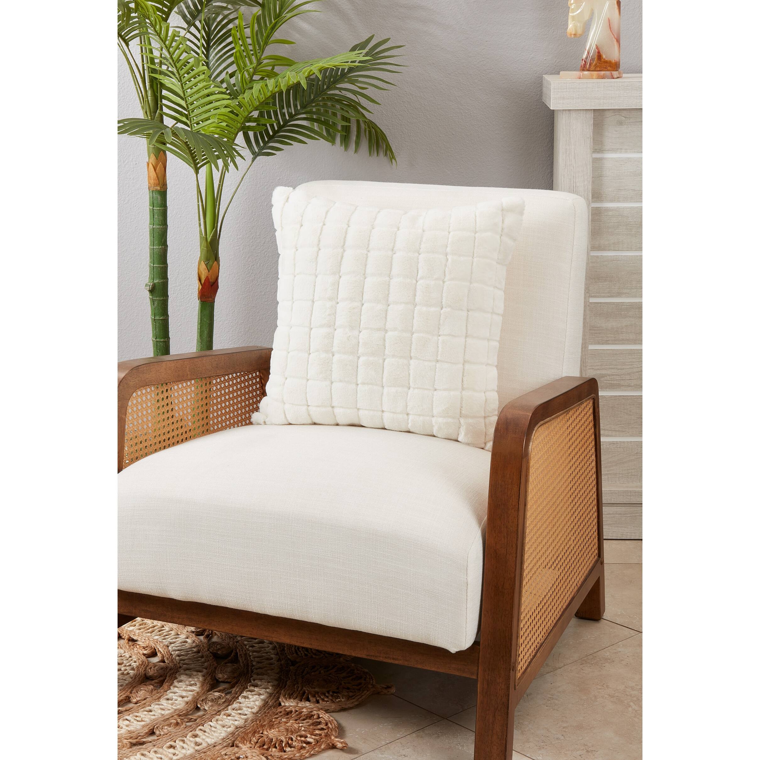 Furry Fields Grid Faux Rabbit Fur Throw Pillow Bed Bath & Beyond