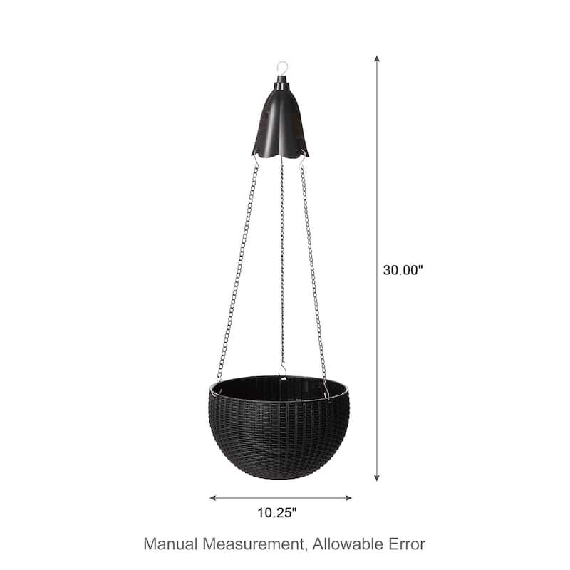 Glitzhome 30"H Solar Lighted Plastic Hanging Planter Basket