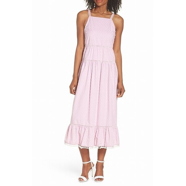 Shop Maggy London Pink Women Size 8 Textured Knit Flounce Sheath Dress ...