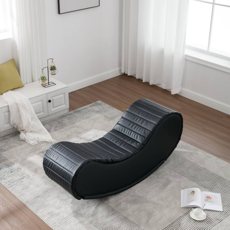 Rocking Bench Curved Recliner Sofa Upholstered Yoga Chaise Lounges