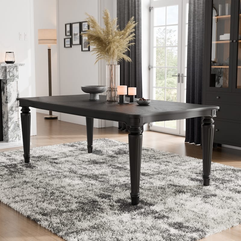 Furniture of America Seabliss Glam 84-inch Solid Wood Dining Table - Black