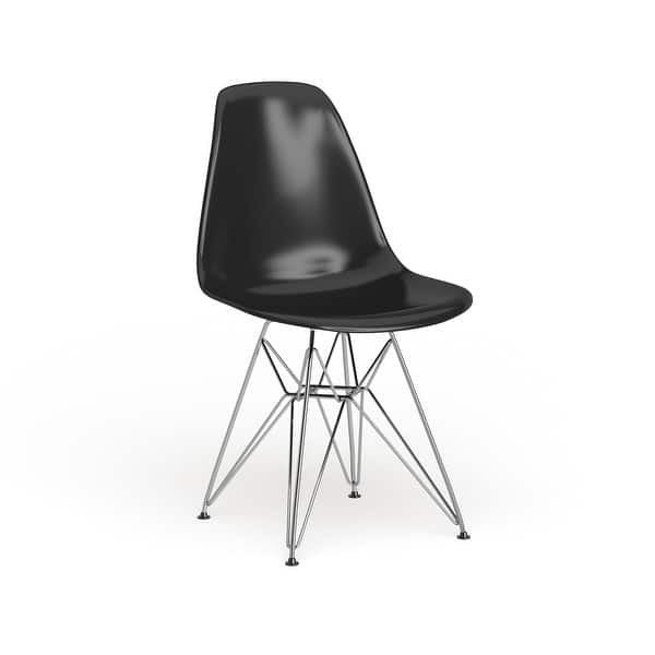slide 2 of 6, Paris Plastic -Style Black with Chrome Wire Base Dining Chair