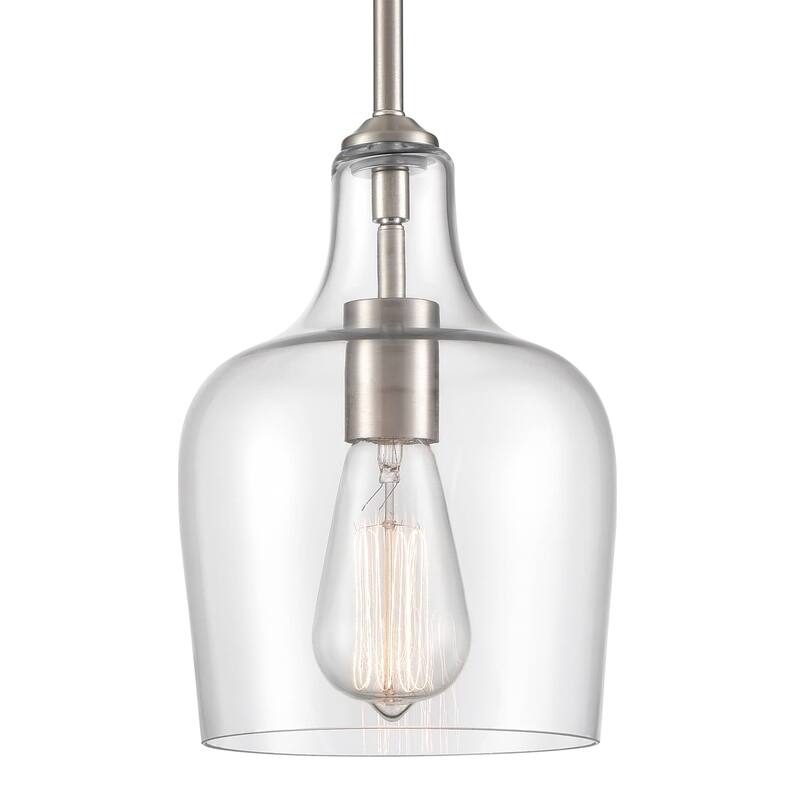 Rieti Modern Rod-Hung Pendant Light w/ Clear Glass Shade, 1-Light