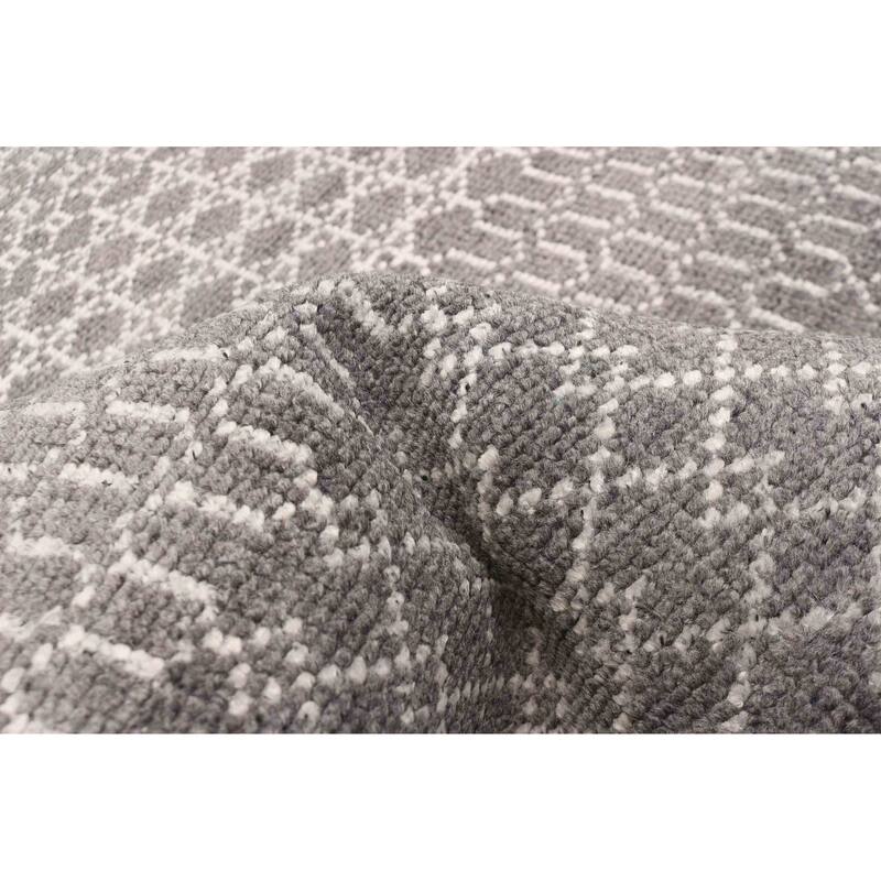 ECARPETGALLERY Hand-knotted Tangier Dark Grey Silk, Wool Rug - 5'3 x 7'7