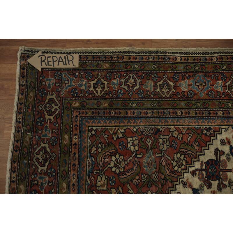 Hand Knotted Oriental 100% Wool Carpet Traditional Medallion Beige & Ivories Sultanabad Area Rug - 11' 9'' X 8' 4''