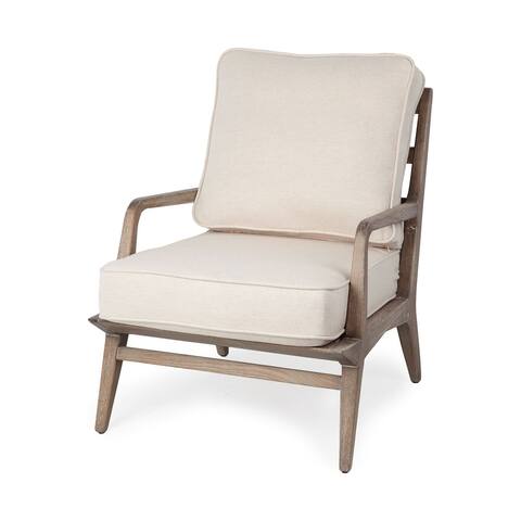 Harman II Off-White Fabric Seat w/ Ash Wood Frame Accent Chair - 24" W x 30" D x 31"H