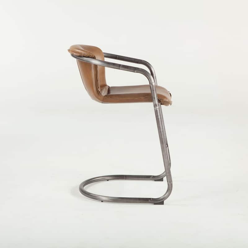 World Interiors Set of 2 Distressed Leather Counter-Height Chairs