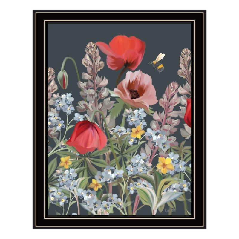 TrendyDecor4U Contemporary "Summer Garden Buzz" Framed Print Wall Art - Multi