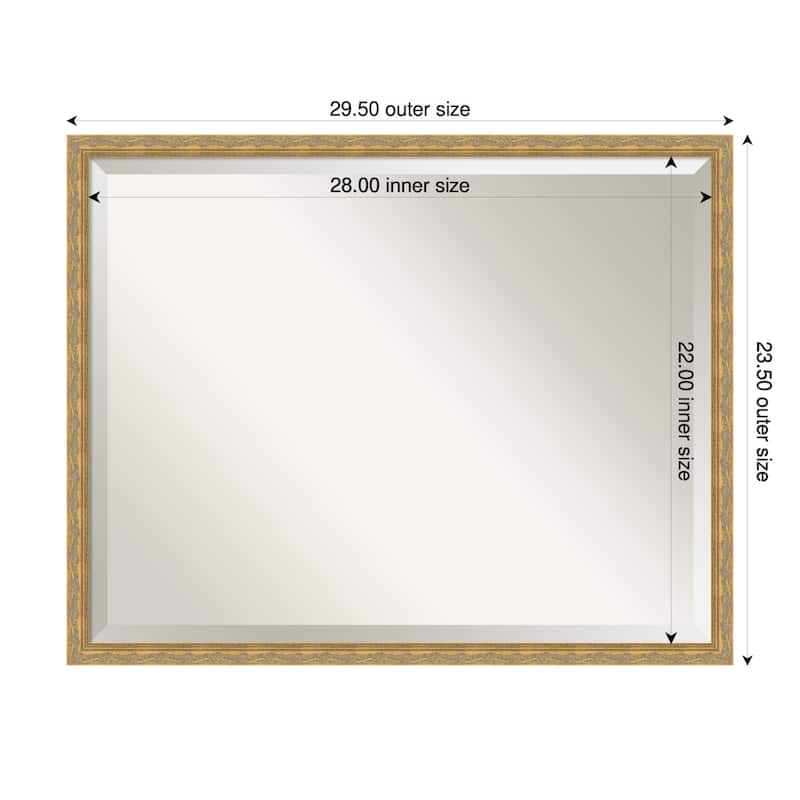 Mila Beveled Wood Framed Wall Mirror - 30 x 24 in - Mila Dark Gold