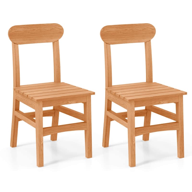 Costway 1/2 PCS Patio Teak Wood Chair Wooden Armless Dining Chair