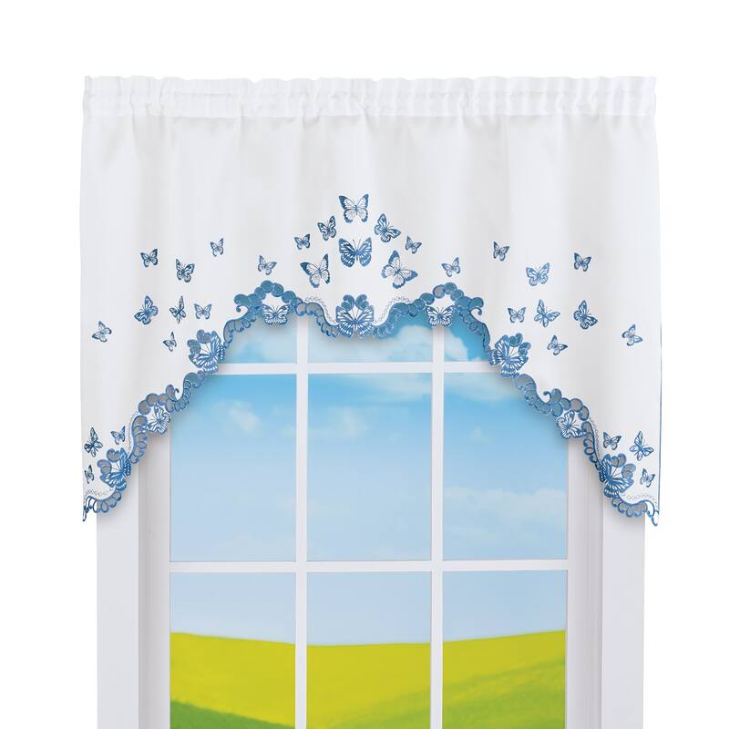 Embroidered Fluttering Butterflies Swag Window Valance - 6.250 x 6.250 x 1.500