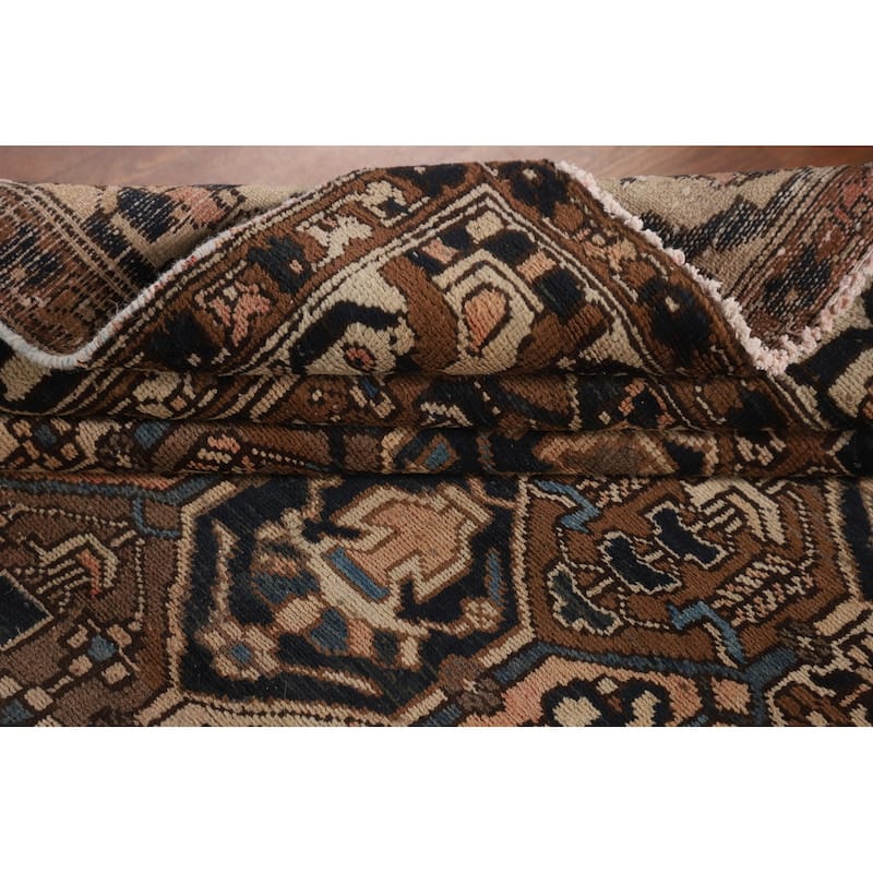 Garden Design Brown Bakhtiari Persian Vintage Rug Handmade Wool Carpet - 6'7"x 9'7"