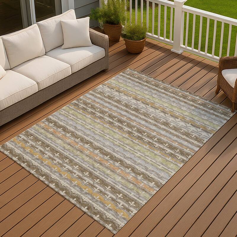 Machine Washable Indoor/ Outdoor Stripe Bramlage Chantille Rug