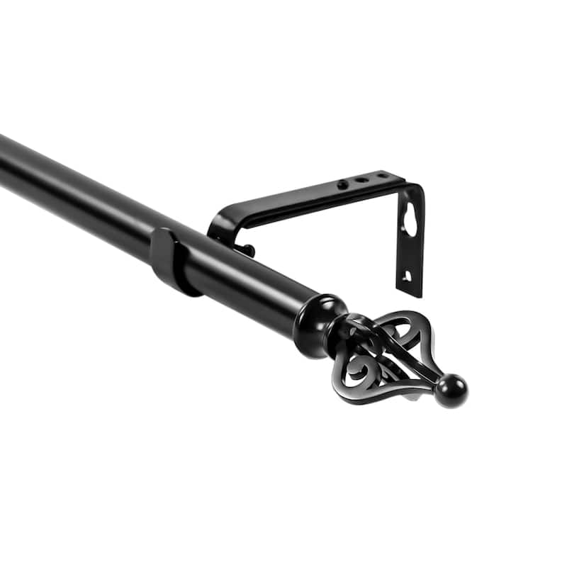 1-inch Diameter Portia Adjustable Single Drapery Curtain Rod - 84"-120" - Black