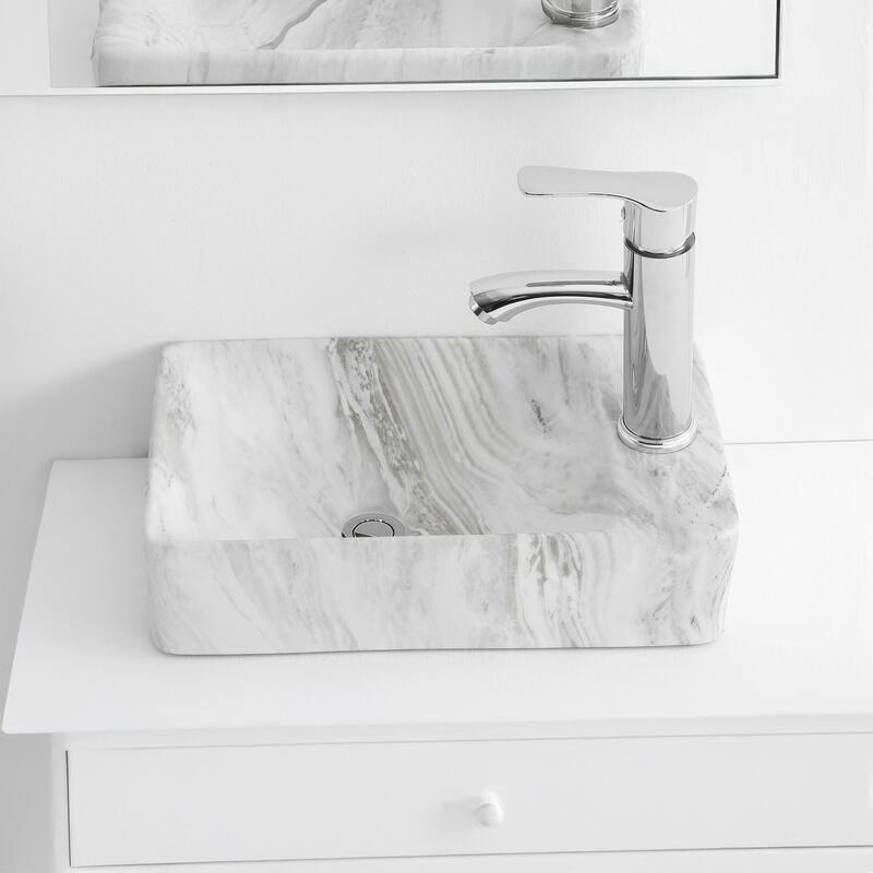 Felix Modern Wall Mounted Rectangular Ceramic Mini Sink, By JONATHAN Y