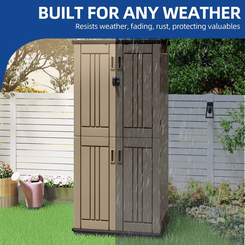 Outdoor Storage Shed with 4 Shelves - N/A