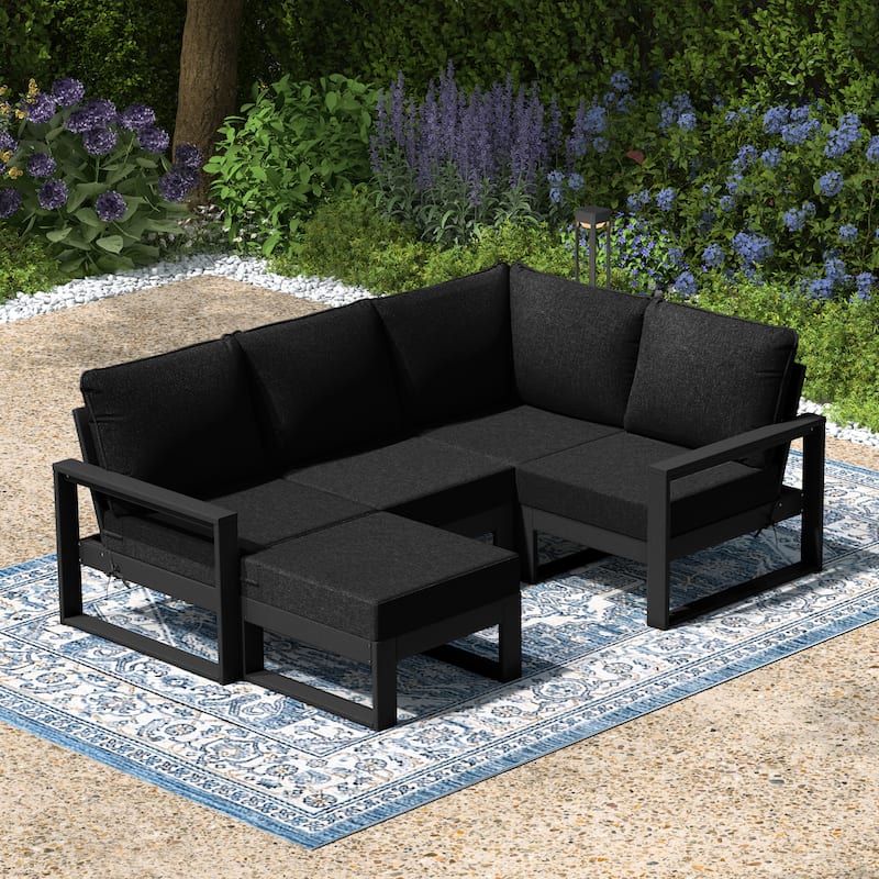 Endless Patio 5-Piece Deep Seating Set with Ottoman with Black Frame